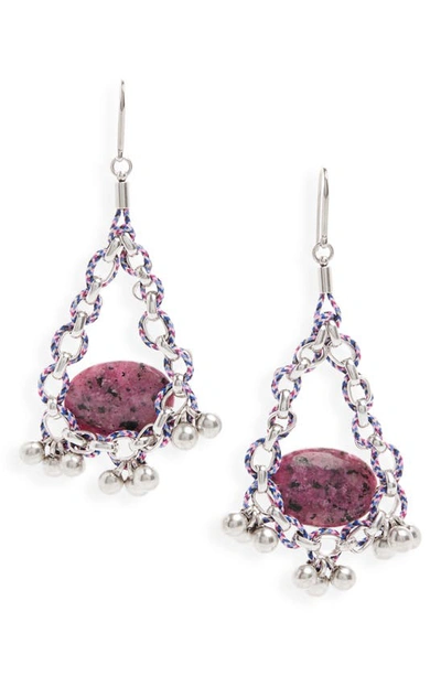 Isabel Marant Amazing Grace Drop Earrings In Fuchsia,silver