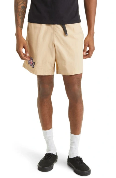 Obey Hang Out Belted Nylon Shorts In Irish Cream