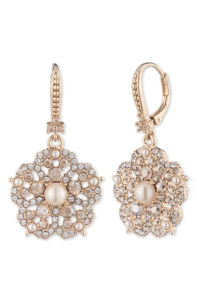 Marchesa Pavé Floral Drop Earrings In Gold/ Cgs