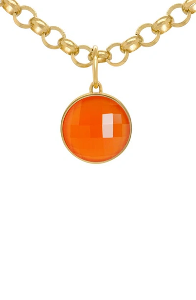 Dean Davidson Signature Checkered Stone Pendant Collar Necklace In Orange Onyx/ Gold