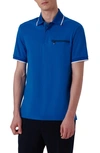 Bugatchi Solid Pima Cotton Zip Polo Shirt In French Blue