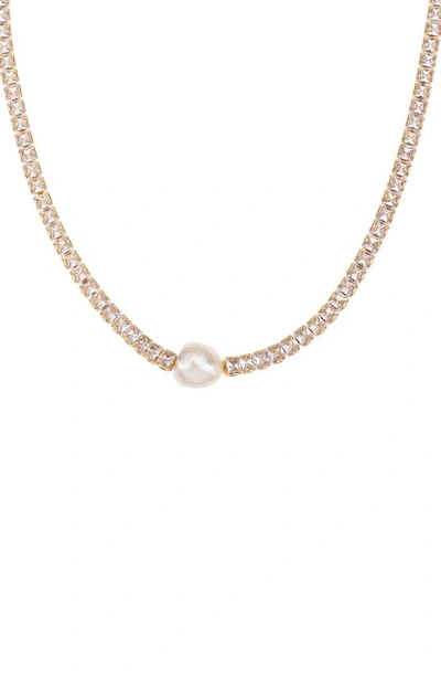 Ettika Freshwater Pearl Tennis Necklace In Gold