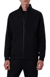 Bugatchi Cotton Blend Zip-up Knit Jacket In Caviar