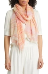 Nordstrom Yarn Dyed Stripe Wrap In Coral Jasper Stripe