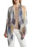 Nordstrom Yarn Dyed Stripe Wrap In Blue Nicola Plaid