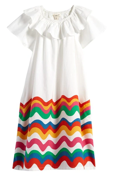 Tucker + Tate Kids' Print Ruffle Cotton Dress In Ivory Egret Multi Squiggle