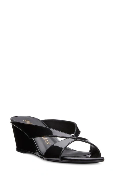 Stuart Weitzman Miami 50 Wedge Sandal In Black