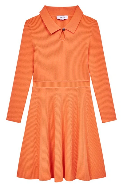 Reiss Little Girl's & Girl's Clare Knit Polo Dress In Orange