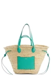 Isabel Marant Cadix Woven Straw Tote In Natural/ Green