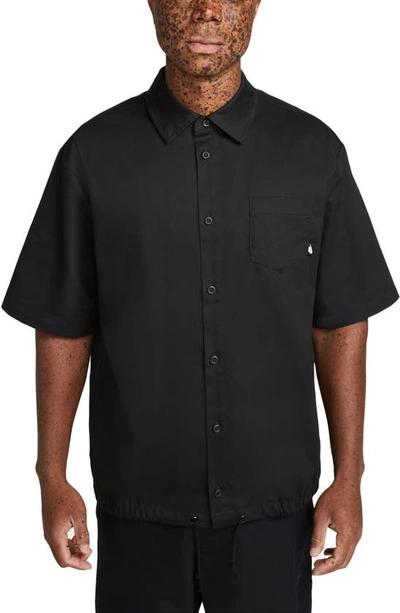 Nike Club Short Sleeve Button-up Shirt In Black