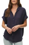Michael Stars Bailey Cotton Gauze Button-up Shirt In Admiral