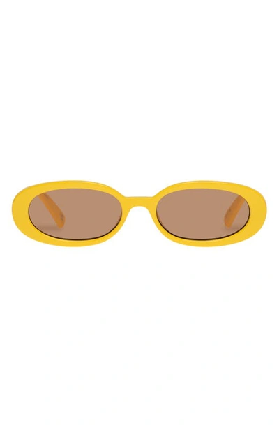 Le Specs Outta Love 51mm Oval Sunglasses In Yellow / Light Brown Mono