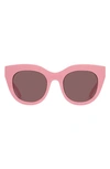Le Specs Air Heart 51mm Cat Eye Sunglasses In Pink / Smokey Brown Mono