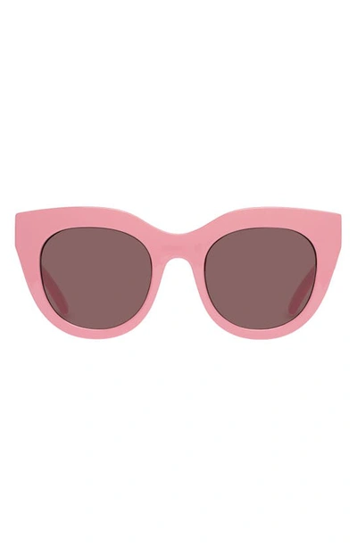Le Specs Air Heart 51mm Cat Eye Sunglasses In Pink / Smokey Brown Mono