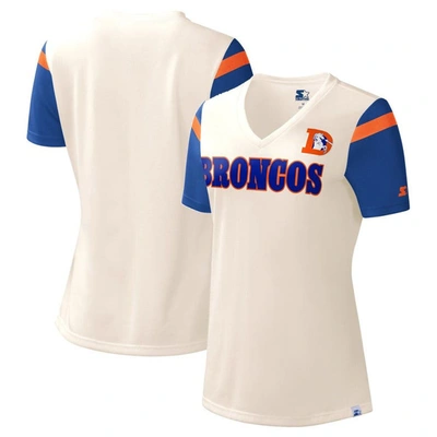 Starter White Denver Broncos Kick Start V-neck T-shirt
