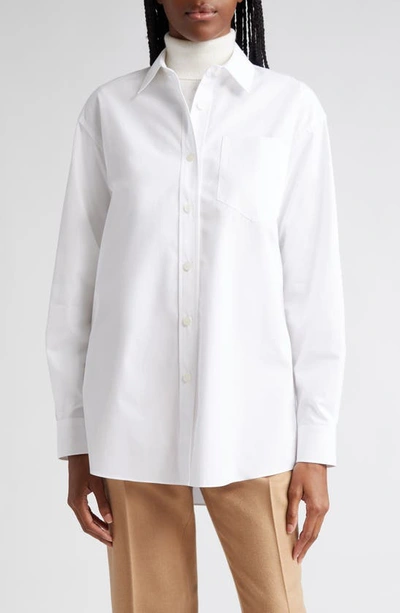Lafayette 148 Oversize Organic Cotton Poplin Boyfriend Shirt In White