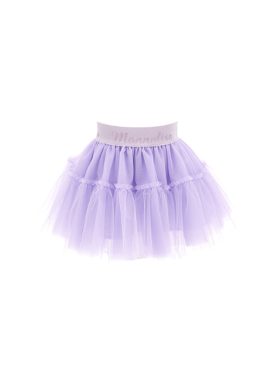 Monnalisa Kids'   Silk-touch Tulle Skirt In Wisteria