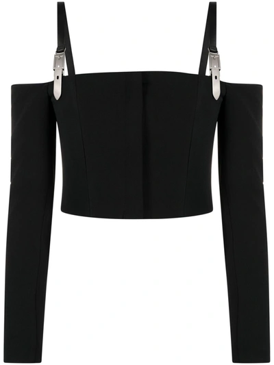 David Koma Top With Belt Buckle Detail In Black