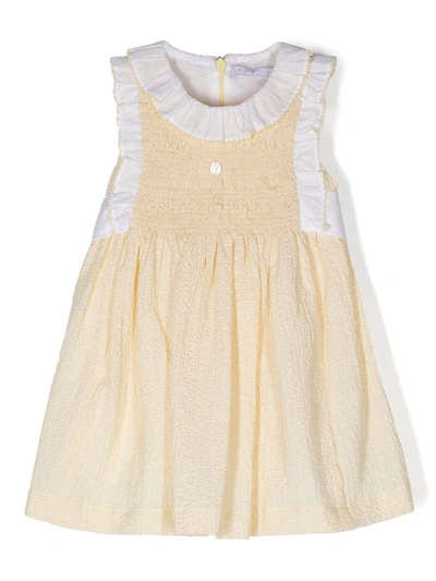 Patachou Babies' Girls Yellow Cotton Seersucker Dress