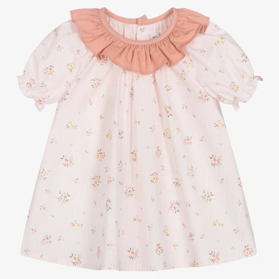 Paloma De La O Baby Girls Pink Cotton Striped Dress