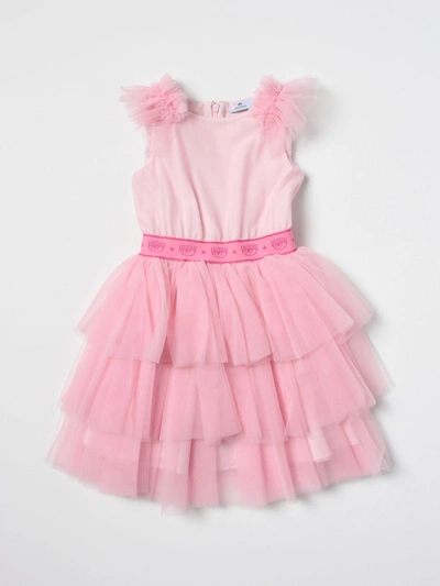 Chiara Ferragni Kids' Girls Pink Tiered Tulle Dress