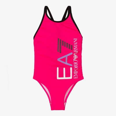 Ea7 Kids'  Emporio Armani Girls Pink Logo Swimsuit