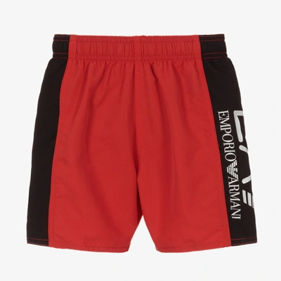 Ea7 Babies'  Emporio Armani Boys Red & Black Logo Swim Shorts