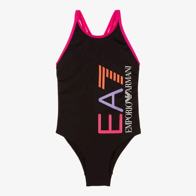 Ea7 Babies'  Emporio Armani Girls Black Logo Swimsuit