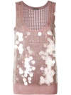 Bottega Veneta Paillette-embellished Open-knit Silk Tank In Light Rose
