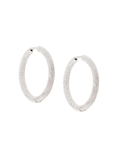 Carolina Bucci Florentine Finish Small Thick Round Hoop Earrings In White