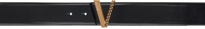 Versace Black Logo Belt In Nero Oro