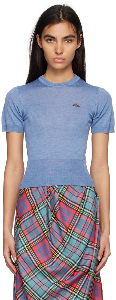 Vivienne Westwood Short-sleeve Jumper With Orb Embroidery In Blue