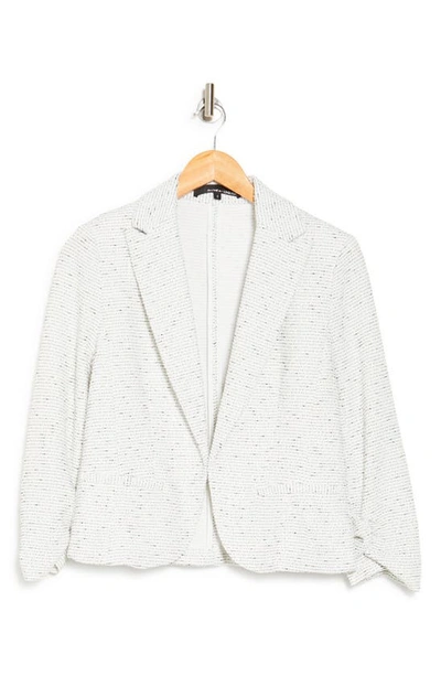 Amanda & Chelsea Scrunched Sleeve Ponte Blazer In White Black