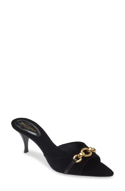 Saint Laurent Le Maillon Leather Sandals In Nero