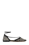 Bottega Veneta Sparkle Stretch Flat Leather Sandals In Black Cr