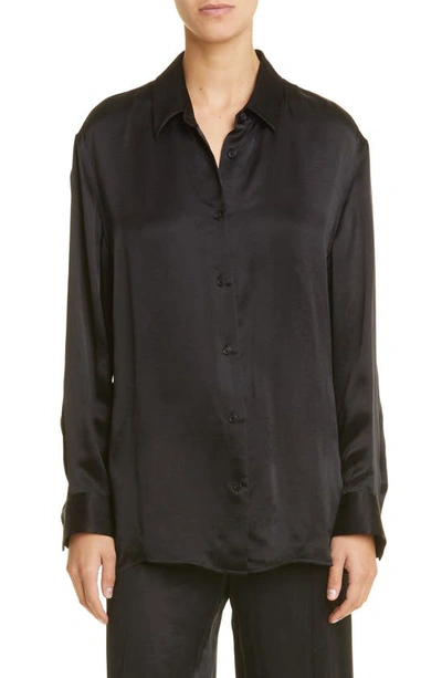 The Row Biel Satin Collared Shirt In Black
