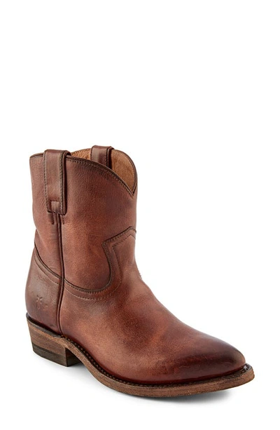 Frye Billy Leather Short Western Boots In Redwood