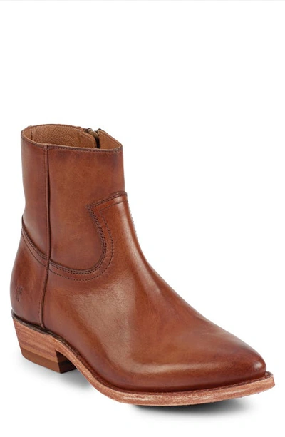 Frye Billy Leather Zip Western Booties In Redwood