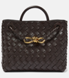 Bottega Veneta Andiamo Small Intreccio Top-handle Bag In Fondant_m_brass_fond