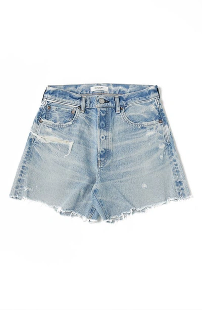 Moussy Vintage Wheatfield Distressed Denim Shorts In Blue