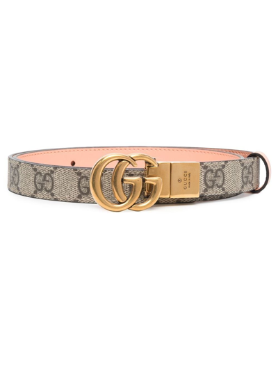 GG Marmont wide belt in beige and ebony Supreme