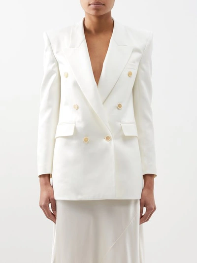 Saint Laurent Exaggerated-shoulder Satin Suit Jacket In Default Title