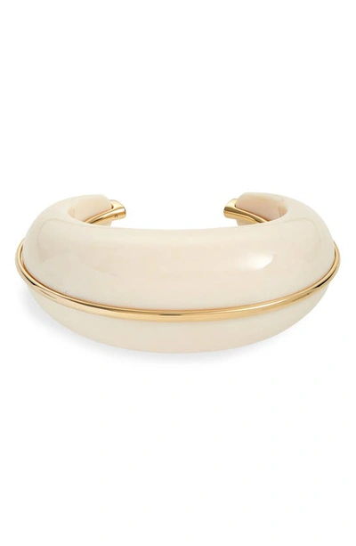 Saint Laurent Dome Cuff Bracelet In Gold,ivory