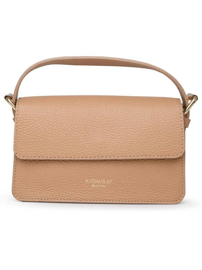 Avenue 67 Beige Leather Cashmere Bag In Nude