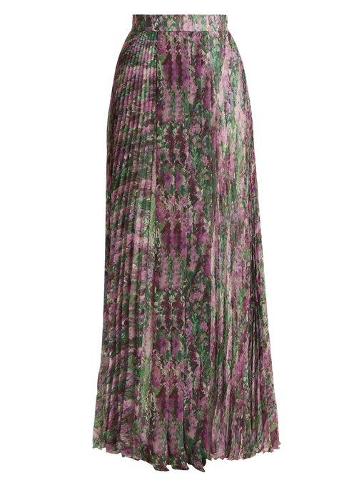 Max Mara Floral Pleated Maxi Skirt In Purple Print | ModeSens