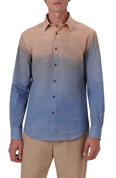 Bugatchi Ombré Stretch Button-up Shirt In Air Blue