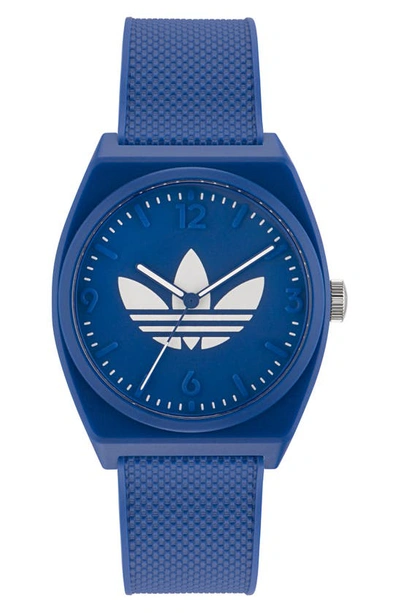 Adidas Originals Project Two Resin Strap Watch, 38mm In Blue