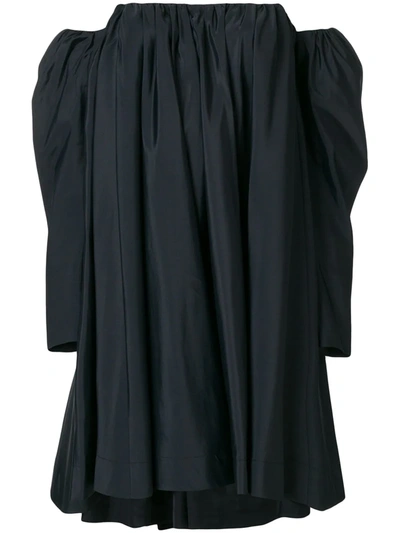 Calvin Klein 205w39nyc Ruched Silk-blend Bardot Dress In Black