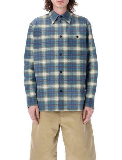 Bottega Veneta Plaid Flannel Print Leather Shirt Jacket In Multi-colour