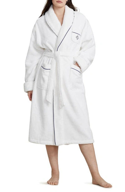 Polo Ralph Lauren Bear Print Organic Cotton Robe In White Cloud